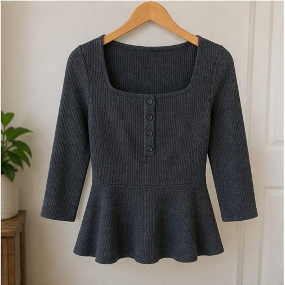 Charcoal Peplum Top